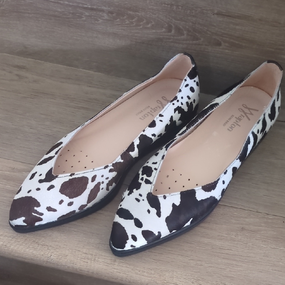Wrapton On Point Italian Leather Ballet Flats Brown White Palomino